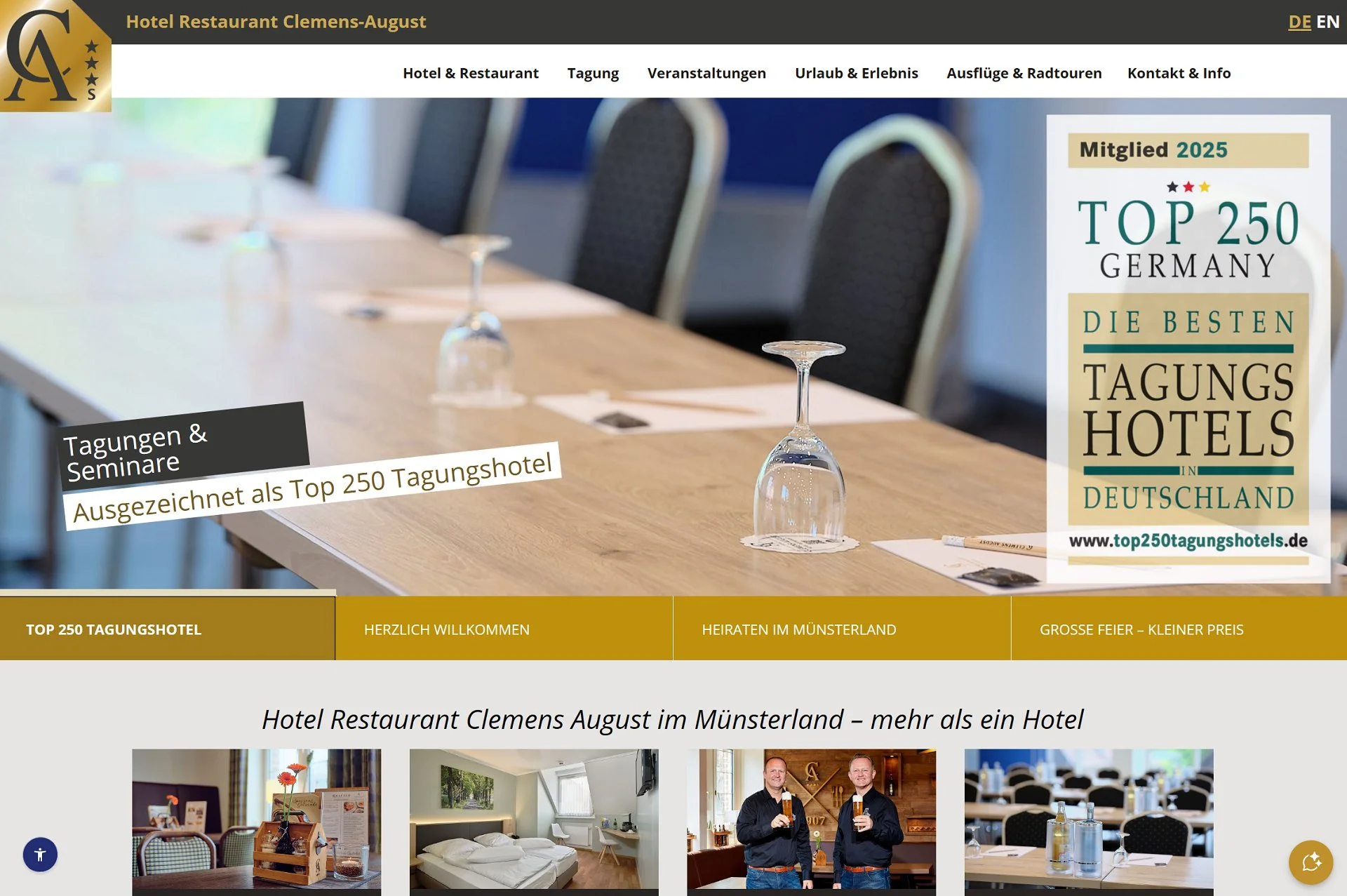 Startseite des Hotelprojekts
